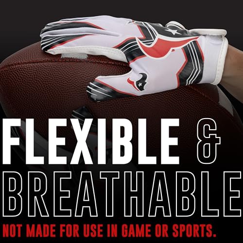 image for Franklin Sports Houston Texans Youth NFL Football Receiver Gloves - Re