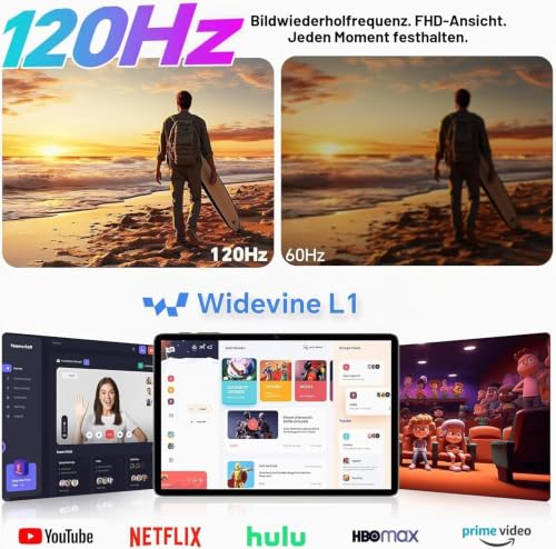 TECLAST Tablet 10.1 Zoll Android 16 Tablets Mit Hülle & Stift, 120Hz Display, 16GB+128GB, CPU Unisoc T7250, Widevine L1 für Streaming… – Ansicht 2