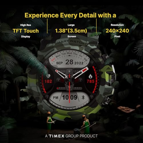 Image of TIMEX iConnect Go 1.38 inch(3.50 cm) Display with Functional Crown and BT Calling Smartwatch for Unisex - TWIXW802T