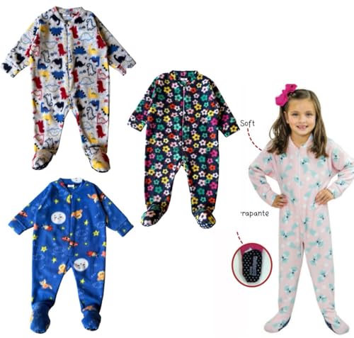 3 unidades Macacão Pijama Fleece Soft Plush Infantil Quentinho, Infantil de Flanela Para Dormir, Est