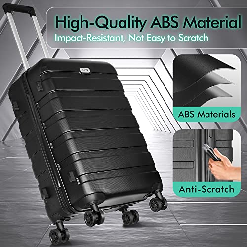 Image of AnyZip Luggage PC ABS Hardside Lightweight Suitcase with 4 Universal Wheels TSA Lock 20 24 28 Inch, Black, 24 inch Checked-Medium