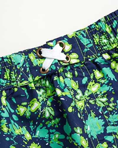 Quad Seven Baby Boys' Rash Guard Set - 3 Piece Bathing Suit Trunks And Rash Guard Shirt (12M-7), Size 7, Green/Navy Palm Trees #TOP4