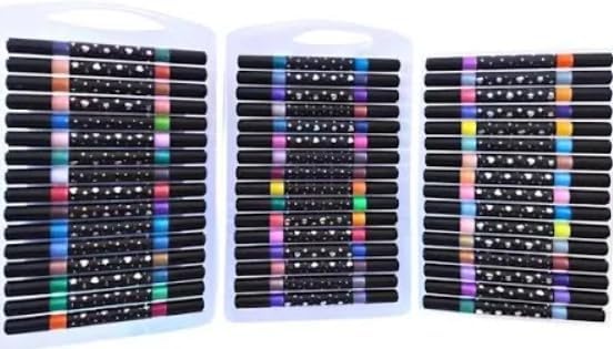 Kit 48 Canetas com 96 Cores Maleta e Glitter – Ponta Dupla Tipo P...