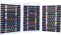 Kit 48 Canetas com 96 Cores Maleta e Glitter – Ponta Dupla Tipo Pincel, Brilho e Cores Vibrantes, Multicolorido, Escolar, Presente, Ideal para Desenho, Pintura, Scrapbook e Artesanato