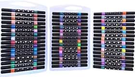 Kit 48 Canetas com 96 Cores Maleta e Glitter – Ponta Dupla Tipo Pincel, Brilho e Cores Vibrantes, Multicolorido, Escolar, Presente, Ideal para Desenho, Pintura, Scrapbook e Artesanato