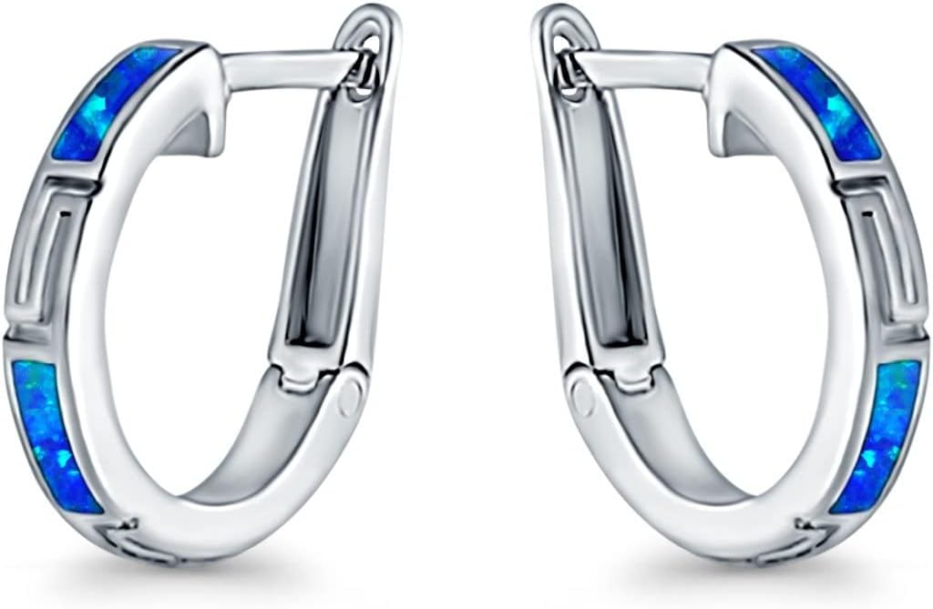 Hoop Earrings Created Opal 925 Sterlig Silver (18mm)