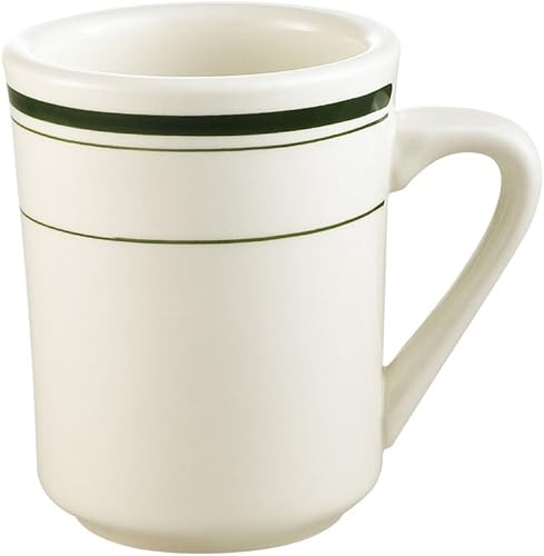 CAC China GS-17 Greenbrier - Taza Tierra de gres de 8 onzas, color blanco americano, caja de 36 unidades