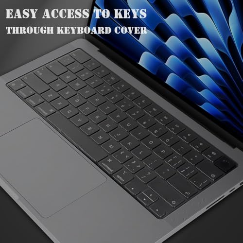 Image of Tukzer Ultra Thin Protector Skin Keyboard Cover for 2026-2021 M5 M4 M3 M2 M1 MacBook Air 13.6 inch 15 inch A3240 A3113 A2681 A3241 A3114 A2941, Pro 14 inch 16 inch A3434 A3112 A3185 A3401 A3403 A2442, Neo 13 inch A3404