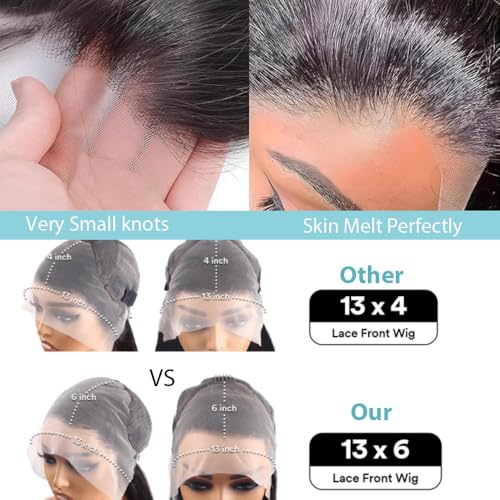 Body Wave Lace Front Wigs Human Hair Pre Plucked 13x6 HD Transparent Lace Frontal Wigs Human Hair180% Density 28 Inch Glueless Wigs Human Hair with Baby Hair for Women - Image 6