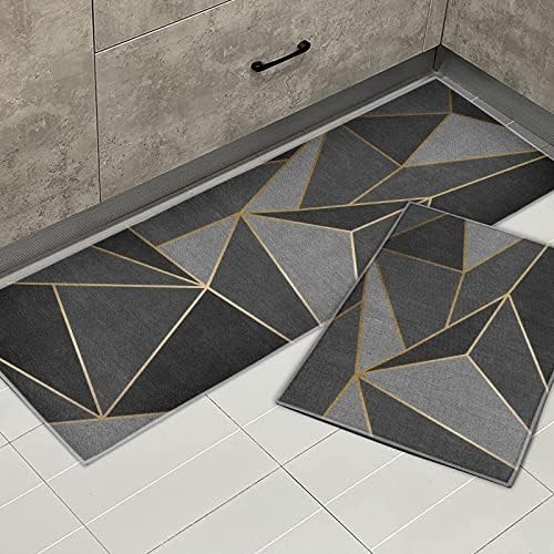 XIAOBUDIAN Kitchen Mat Rug Set of 2, Non-Slip Kitchen Rug Absorbent and Grease Absorbing Kitchen Rug Set Suitable for Kitchen Using.(Style G, 40x120cm+40x60cm)