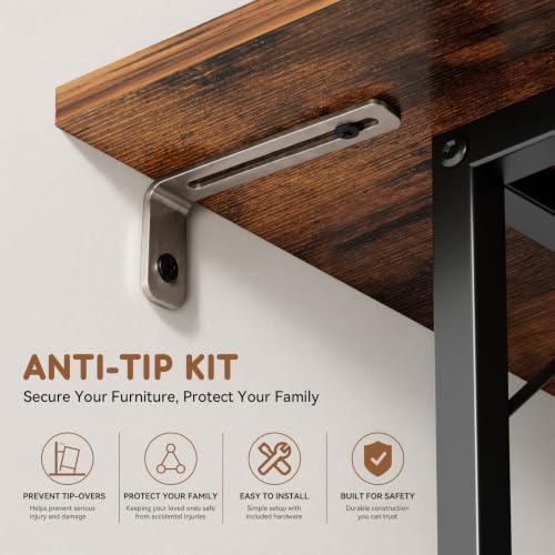 MZNZ 10-30 Gallon Fish Tank Stand with Storage Shelves, 2-Tier Aquarium Stand with Metal Frame, Heavy Duty Reptile Turtle Tank Stand for Home Office, 30" L x 11.8" W x 30.5" H, Rustic Brown by MZNZ - Used condition - Image 5