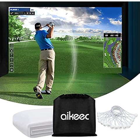 aikeec Golf Simulator Impact Screen Display Projector Screen for Golf Training, Indoor Ultra Clear Golf Impact Screen, with 14pcs Grommet Holes, 16pcs Ball Bungee Cords, Available in 5 Sizes Cover