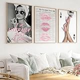 JORCEDI 3er Pink Vogue Poster Set Retro-Y2K-Pink-High 