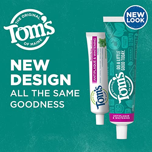 Tom's Of Maine Fluoride-Free Antiplaque & Whitening Natural Toothpaste Gel, Spearmint, 4.7 Oz. 2-Pack (Packaging May Vary) #TOP1