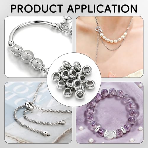 Healifty Gummi-Stopper, Insert Stopper für Schlangenkette Verwendung, Rutschfest Elastische Gummi Ring Stopper, Allein Oder mit Clip Lock Spacer Charm für Charm Armbänder (Silber 20 Stück)