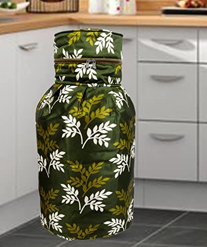 Image of Polyester 3-layered Lpg Cylinder Cover (Green, Size-26x21 Inches Perimeter and 26x14 Inches Diameter)