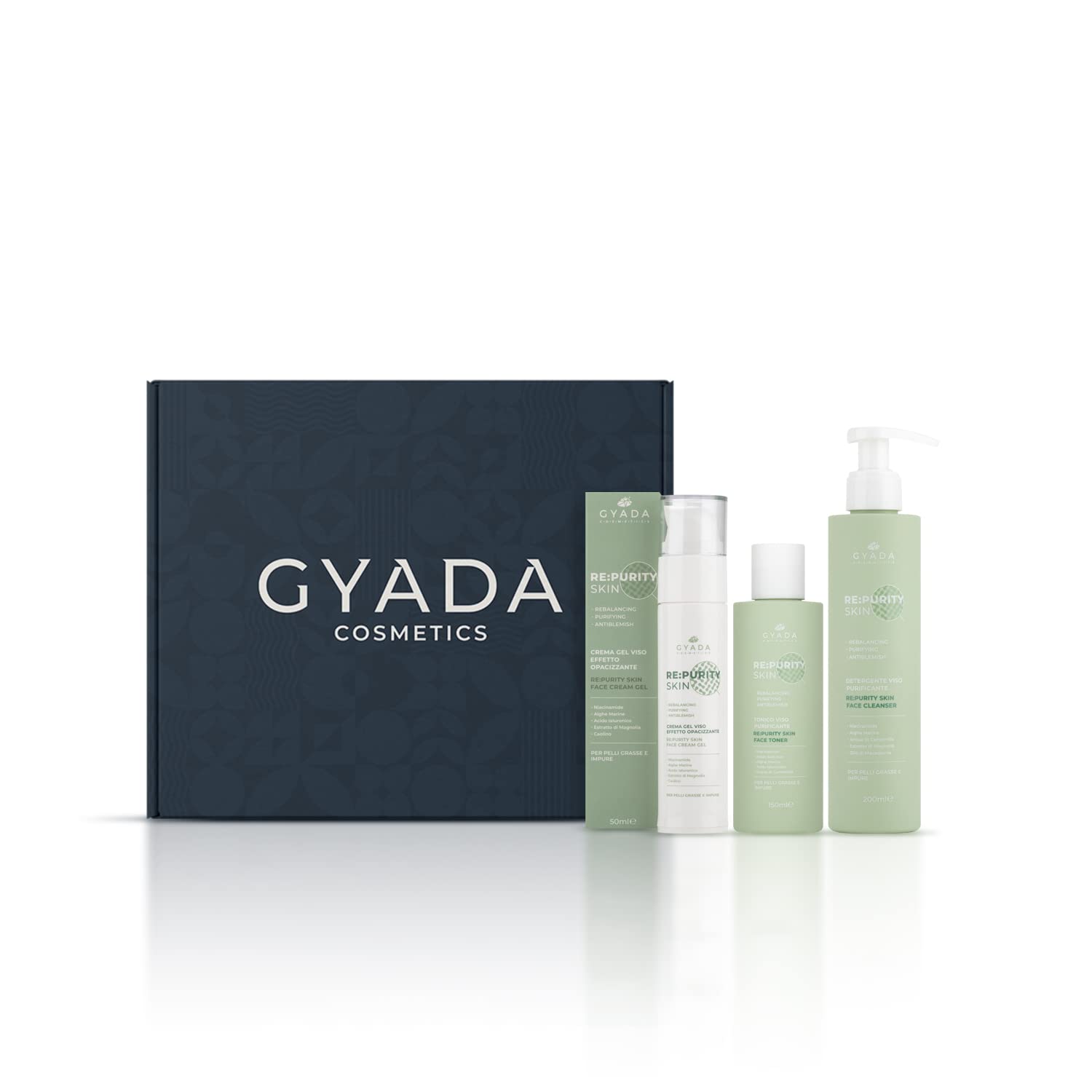 GYADA COSMETICS Stay Matt Box, Set Regalo Viso 3 Prodotti per Pelle Grassa, Impura, Mista e a Tendenza Acneica, Skincare Routine a Base di Acido Salicilico e Niacinamide