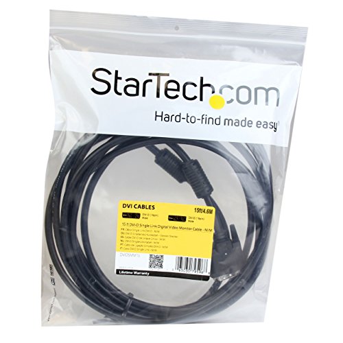 StarTech.com DVI Cable - 15 ft - Single Link - Male to Male Cable - 1920x1200 - DVI-D Cable - Computer Monitor Cable - DVI Cord - DVI to DVI Cable (DVIDSMM15) - Thumbnail 4