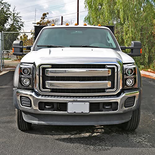 SPEC-D TUNING Black LED Halo Projector Headlights Compatible with 2011-2016 Ford F250/F350/F450/F550 Super Duty, Left + Right Pair Headlamps Assembly - Image 3