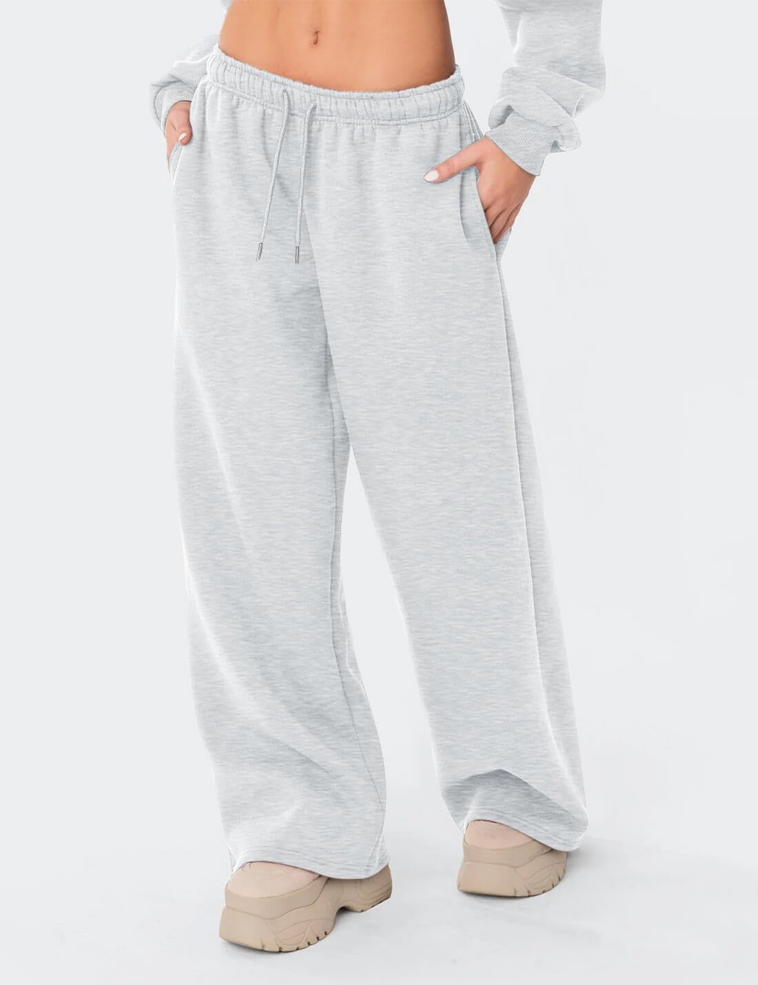 Ugerlov Wide Leg Sweatpants Women 2026 Trendy Fleece Lined Baggy Sweat Pants Athletic Lounge Sweatpant with Pockets - Image 3