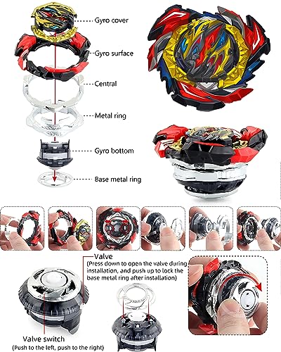 Bey Battling Tops Burst Dynamite B-191 Dangerous Belial Almight with Right/Left Spin Bey Blades Launcher, Battle Toy Tops Set Gifts for Kids Children Boys (B-191-01)