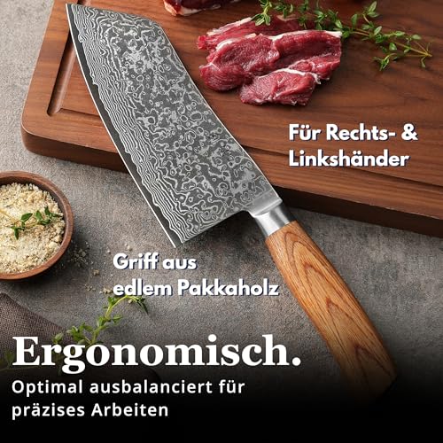 Foto von Wakoli EDIB Pro Chai Dao Messer, 17 cm Klinge aus Damaststahl mit VG10 Kern