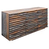 invicta INTERIOR Massives Sideboard Relief 160cm Sheesham Holz grau Smoke Finish mit aufwändiger Front Kommode Anrichte