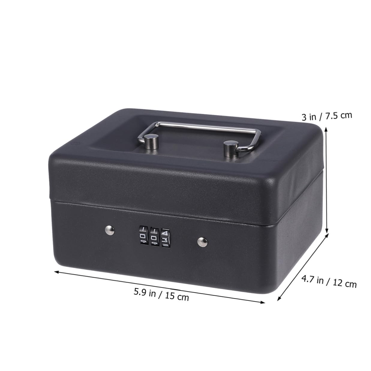 Cassetta Portavalori in Metallo con Combinazione e Maniglia Robusta | Cassetta Porta Soldi con Combinazione, Nero, per Assegni e Chiavi, per Ristoranti e Minimarket