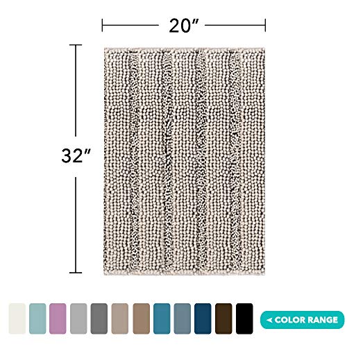Image of Turquoize Bathroom Rug 20 inchx32 inch, Soft Absorbent Chenille Bath Rug, Taupe