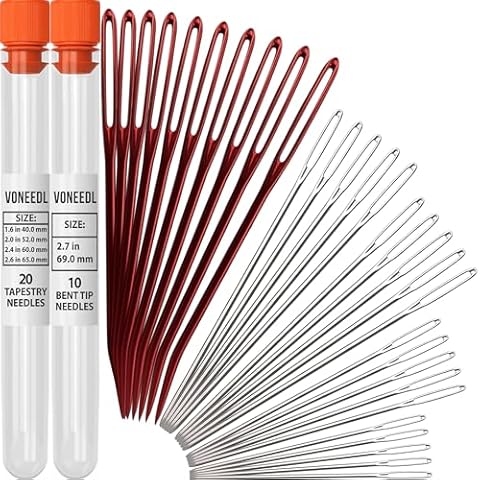 VONEEDL 30 PCS Yarn Big Eye Needles Set - Bent and Straight Blunt Tip Needles for Tapestry, Darning, Sewing Wool, Weaving, Crochet Cover