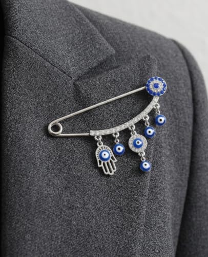 Image of Muslim AllahTurkish Evil Eye Hamsa Hand of Fatima Brooch Pins Jewelry Gift