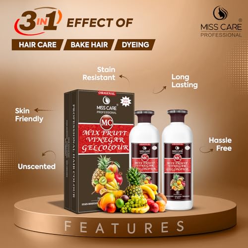 Image of Original MC Mix Fruit Vinegar Gel Colour (Dark Brown Hair) - 1000 ml, Hair Dye for Men and Women, Smooth Application