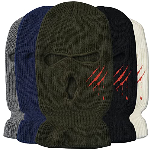 Máscara de cara con tres agujeros tejida para invierno, cubreboca y protector de cuello para ciclismo, correr y esquí, balaclava unisex para hombres y mujeres miniatura 6