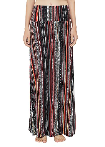 Image of Urban CoCo Women's Stylish Spandex Comfy Fold-Over Flare Long Maxi Skirt