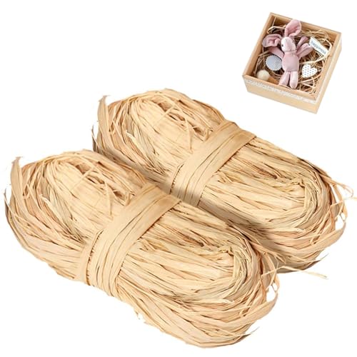 Rafia Natural,Rafia Tejer,Rafia Natural Rollo,Cuerda de Rafia Marrón,Rafia para Tejer,para Manualidades Decorativas,Tejido de Caña,Relleno para Cajas Regalos