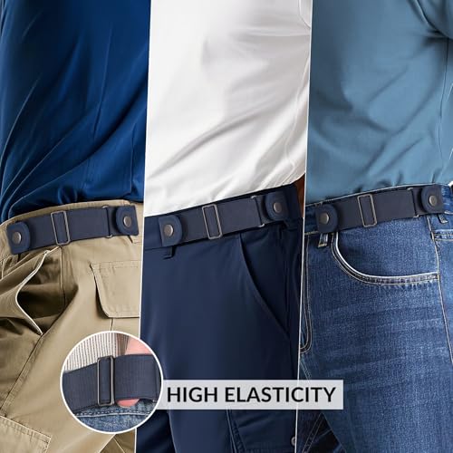 Image of SANSTHS No Buckle Belts for Men Women, Stretch Elastic No Buckle Belt Invisible Buckleless Belt for Jeans