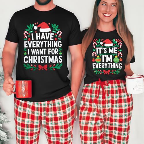 Christmas Couples Shirts Merry Christmas Couples Matching Outfits Xmas Holiday Graphic Short Sleeve Tees Top3