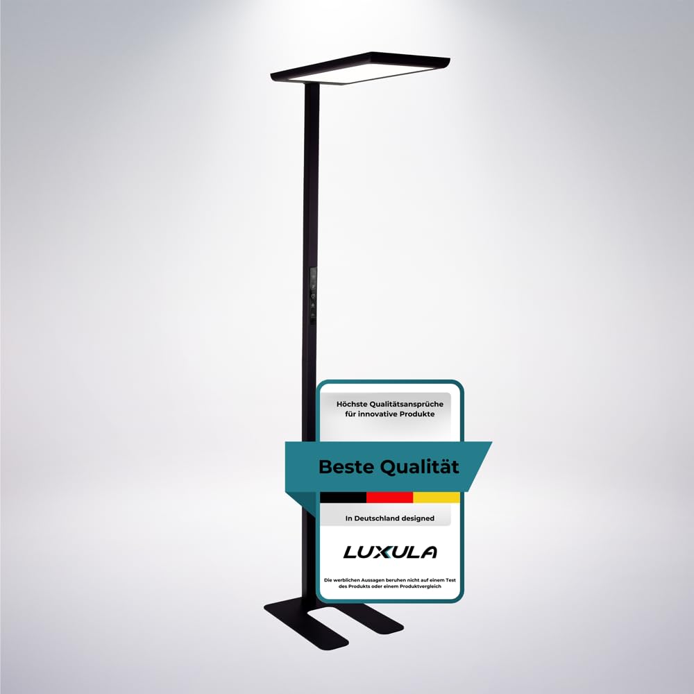 LUXULA Büro Stehlampe LED dimmbar Vollspektrum 4000K Neutralweiß 2x 50W 7000lm schwarz