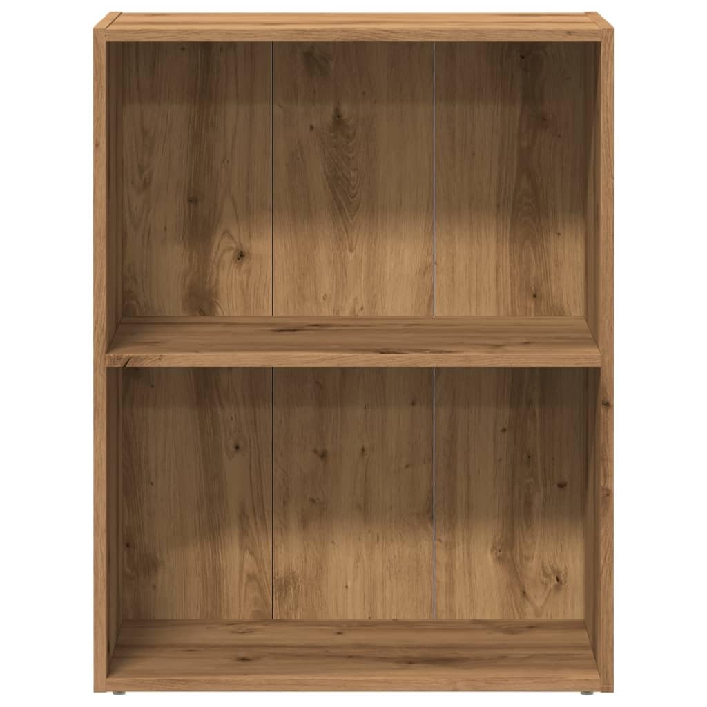 Bücherregal Artisan-Eiche aus Holzwerkstoff 60x30x77 cm freistehend mit Fächern, schmales Regalsystem für Wohnzimmer, Büro, Arbeitszimmer als Aufbewahrung, Raumteiler