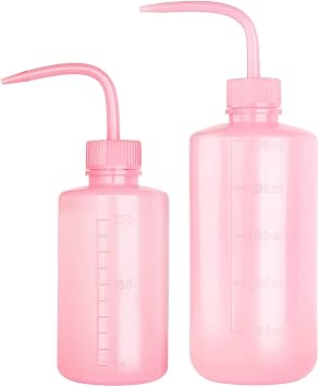 250ml+500ml Plastic Safety Wash Bottle, Pinkish Lab Squeeze Bottle with Narrow Mouth and Scale Labels, Squirt Bottle For Plant Flower Succulent Watering - 2 Packs