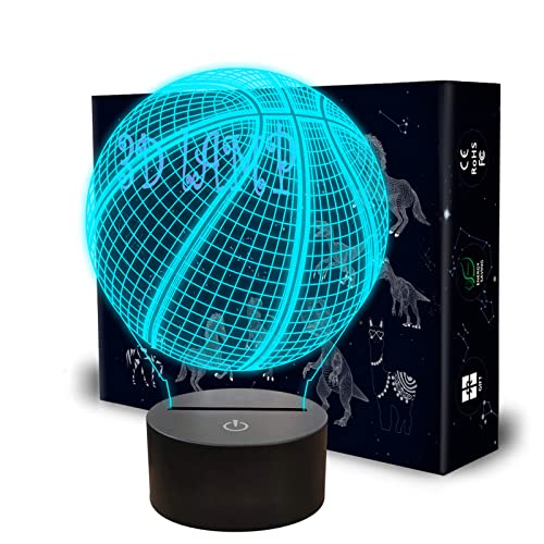 Luz nocturna 3D, llamaababie 3D ilusión cumpleaños lámpara de regalo, 7 colores cambiantes lámparas LED con toque inteligente para amantes del deporte NBA niños adolescentes niñas y decoración de la