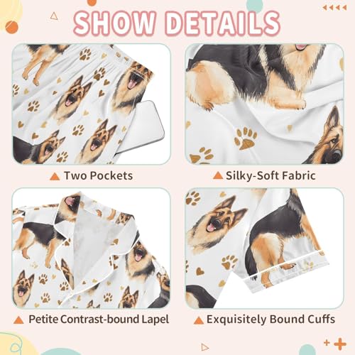 Watercolor German Shepherd Dog Paw Pajamas Set Summer Button Down Sleepwear Pjs Sets Comfy Loungewear3
