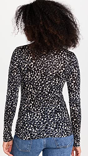 Club Monaco Women's Julie Leopard Turtleneck, Leopard, Grey, Print, L #TOP2