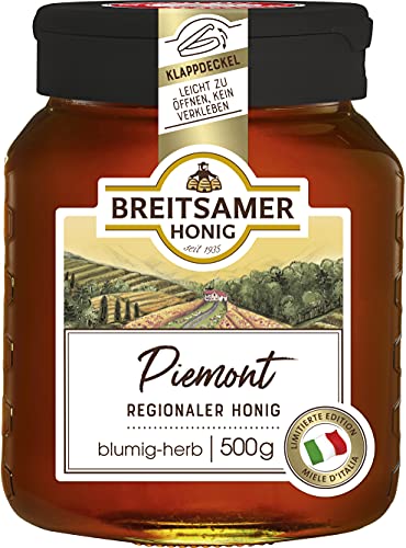 Breitsamer Honig aus dem Piemont 500g flüssig - Aromatisch blumiger flüssiger Honig mit charakteristisch kräftigem Geschmack (1 x 500g)