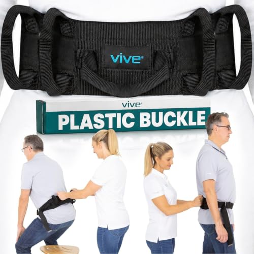 Image of Vive Gait Belt with Handles - Patient Transfer Belt w 7 Padded Handles