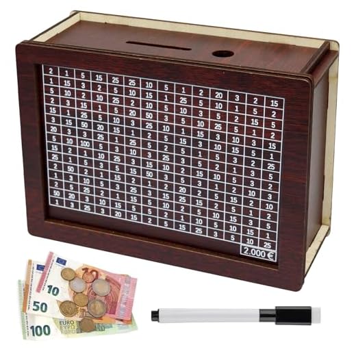 Seasboes Hucha de madera, hucha con contador, hucha para niños con objetivo de ahorro y números, hucha de madera con moneda, caja de almacenamiento para niñas y niños, regalo de cumpleaños (2000 €)