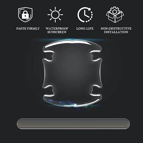 Vista 3 de TEMI 8 protectores transparentes 3D para manija de automóvil, película protectora de pintura transparente para cuenco de puerta, impermeable