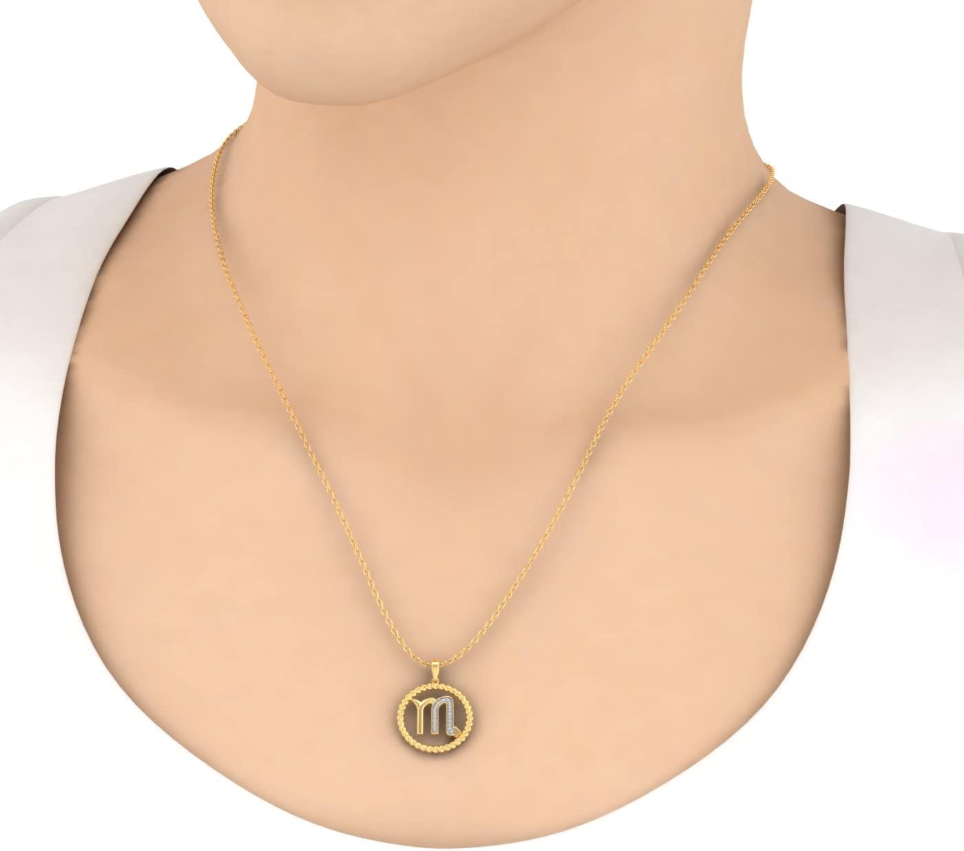 0.07 Carat Diamond Zodiac Sign Pendant Necklace in 925 Sterling Silver