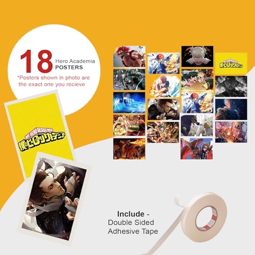 Image of ATEVON My Hero Academia Anime Wall Poster Set - 18-Pack 6x4 inch Unframed Collage Kit Featuring Shoto Todoroki, Izuku Midoriya, and More for Anime Room Decor