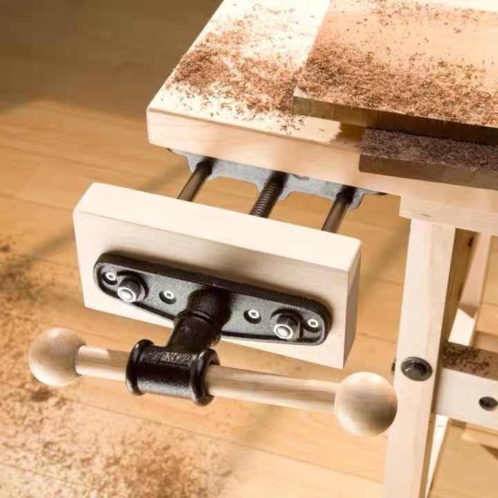 HFS 7-inch Woodworking Bench Vise mounted on a workbench